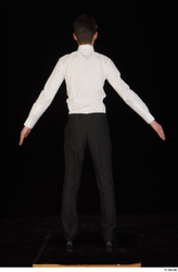 Whole Body Man White Uniform Shoes Shirt Trousers Slim Standing Studio photo references